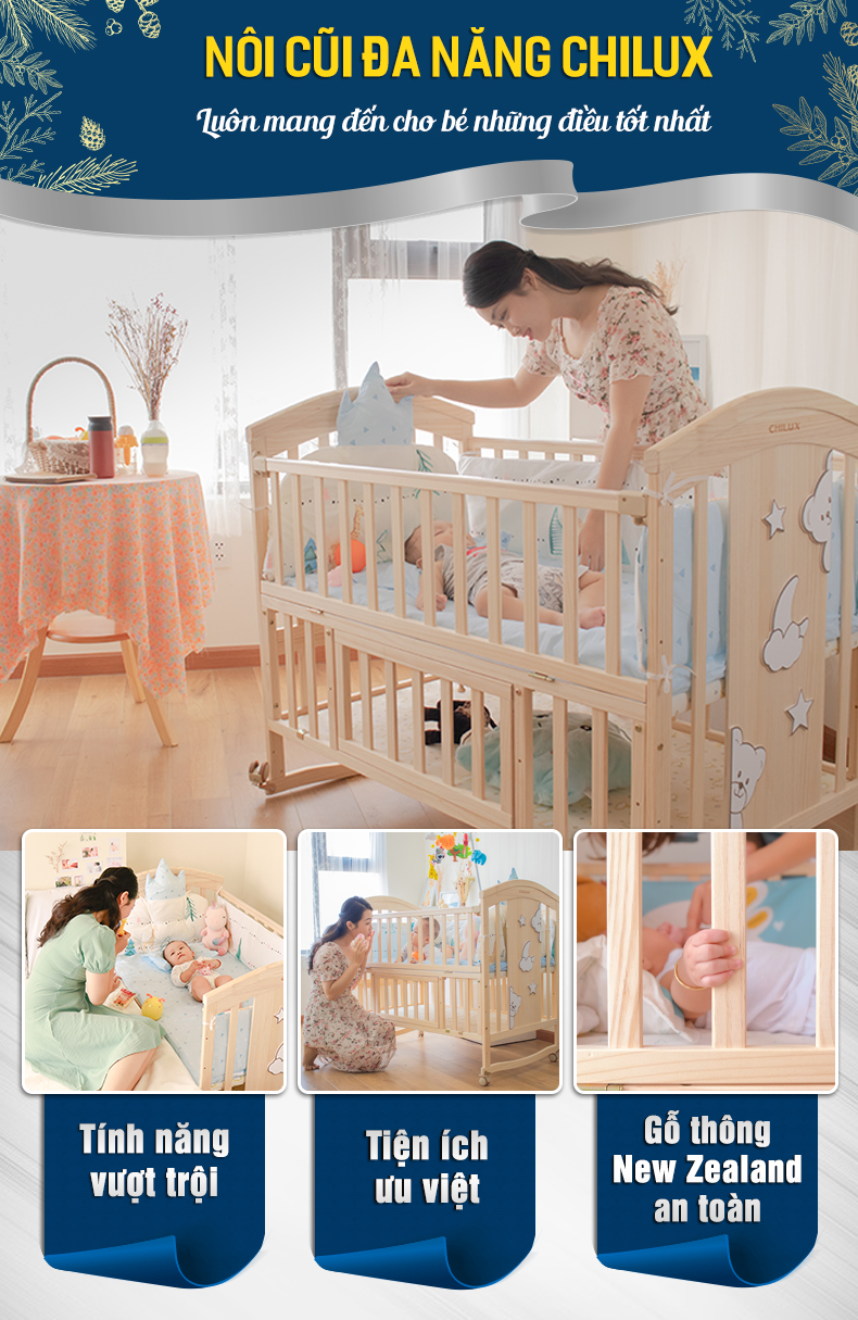 Nôi cũi thông minh Chilux cao cấp đồng hành cùng bé đến 12 tuổi Nôi cũi thông minh Chilux cao cấp đồng hành cùng bé đến 12 tuổi