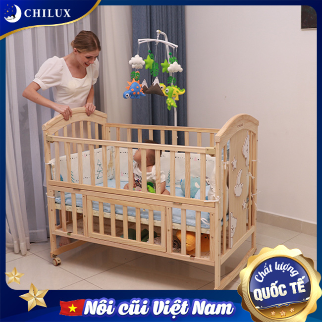Nôi em bé đa năng Chilux Peace - Natural ở chế độ nấc 2 phù hợp cho bé từ 6 - 12 tháng tuổi