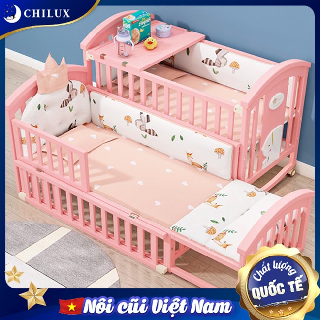 Nôi em bé cao cấp chuyển đổi nôi thành giường lớn Nôi em bé cao cấp chuyển đổi nôi thành giường lớn
