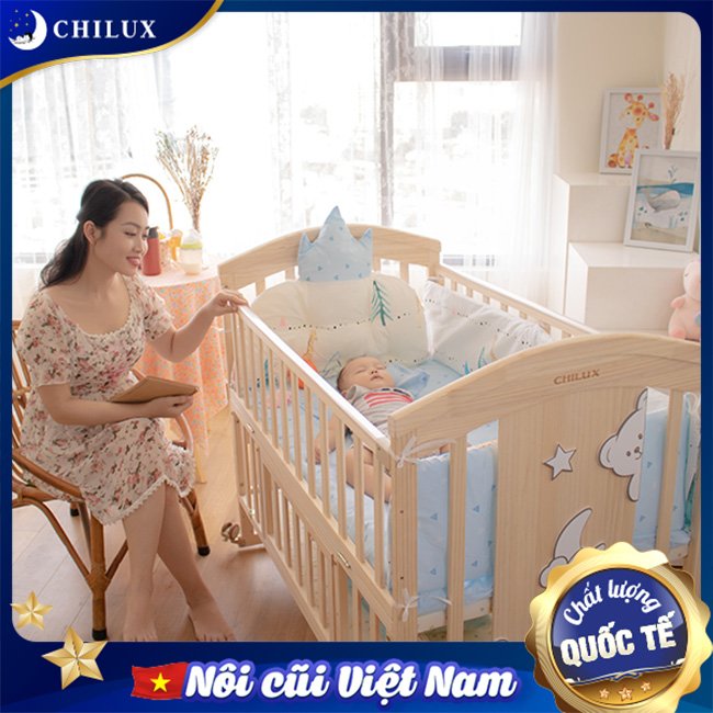 Nôi em bé Chilux kèm phụ kiện quây hoàng gia xanh dương Nôi em bé Chilux kèm phụ kiện quây hoàng gia xanh dương