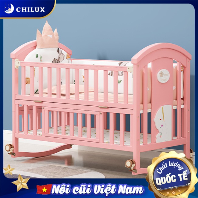 Cũi em bé cao cấp đa năng Chilux Peace - Pink Cũi em bé cao cấp đa năng Chilux Peace - Pink