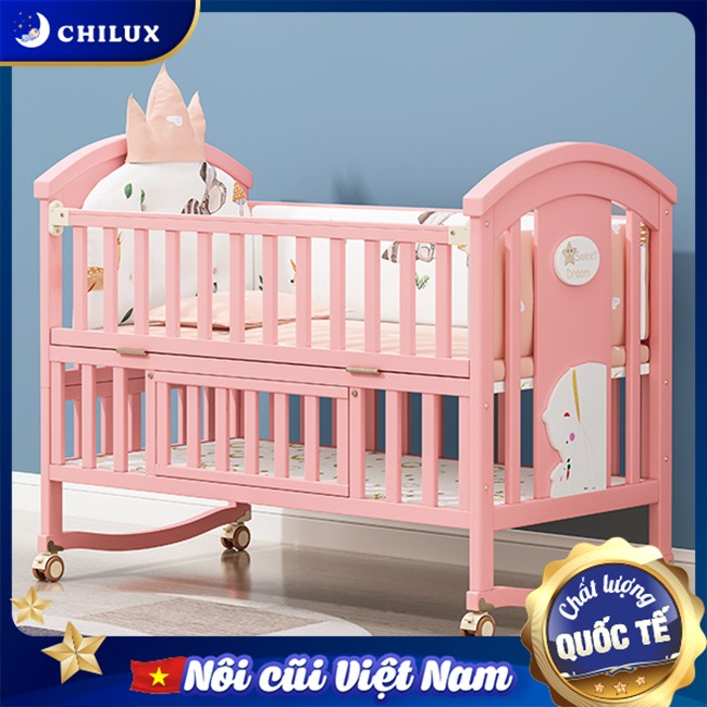 Cũi cho em bé Chilux Peace - Pink - Chất lượng an toàn 