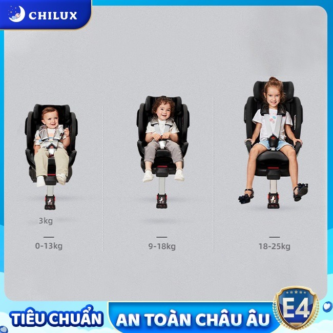 Ghế ngồi ô tô cho bé Chilux đạt chuẩn châu Âu E4 đảm bảo độ an toàn của con khi di chuyển bằng ô tô