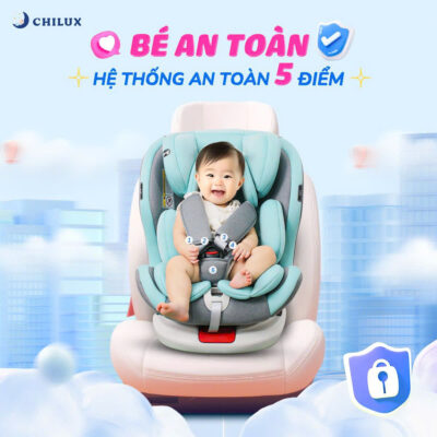 Đai an toàn 5 điểm giữ chắc cơ thể bé 
