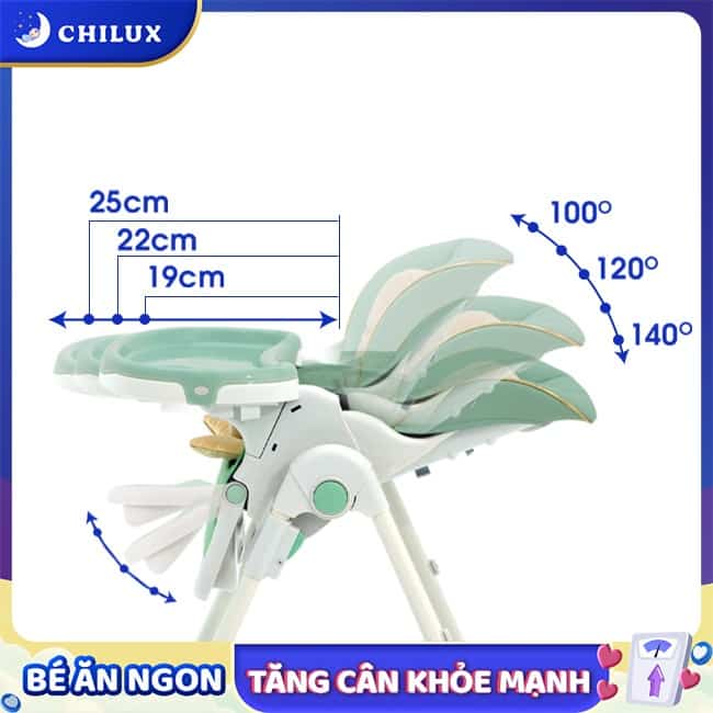 Ghế ngồi ăn Chilux có ba cấp nghiêng và điều chỉnh kích thước bàn ăn giúp con thoải mái Ghế ngồi ăn Chilux có ba cấp nghiêng và điều chỉnh kích thước bàn ăn giúp con thoải mái
