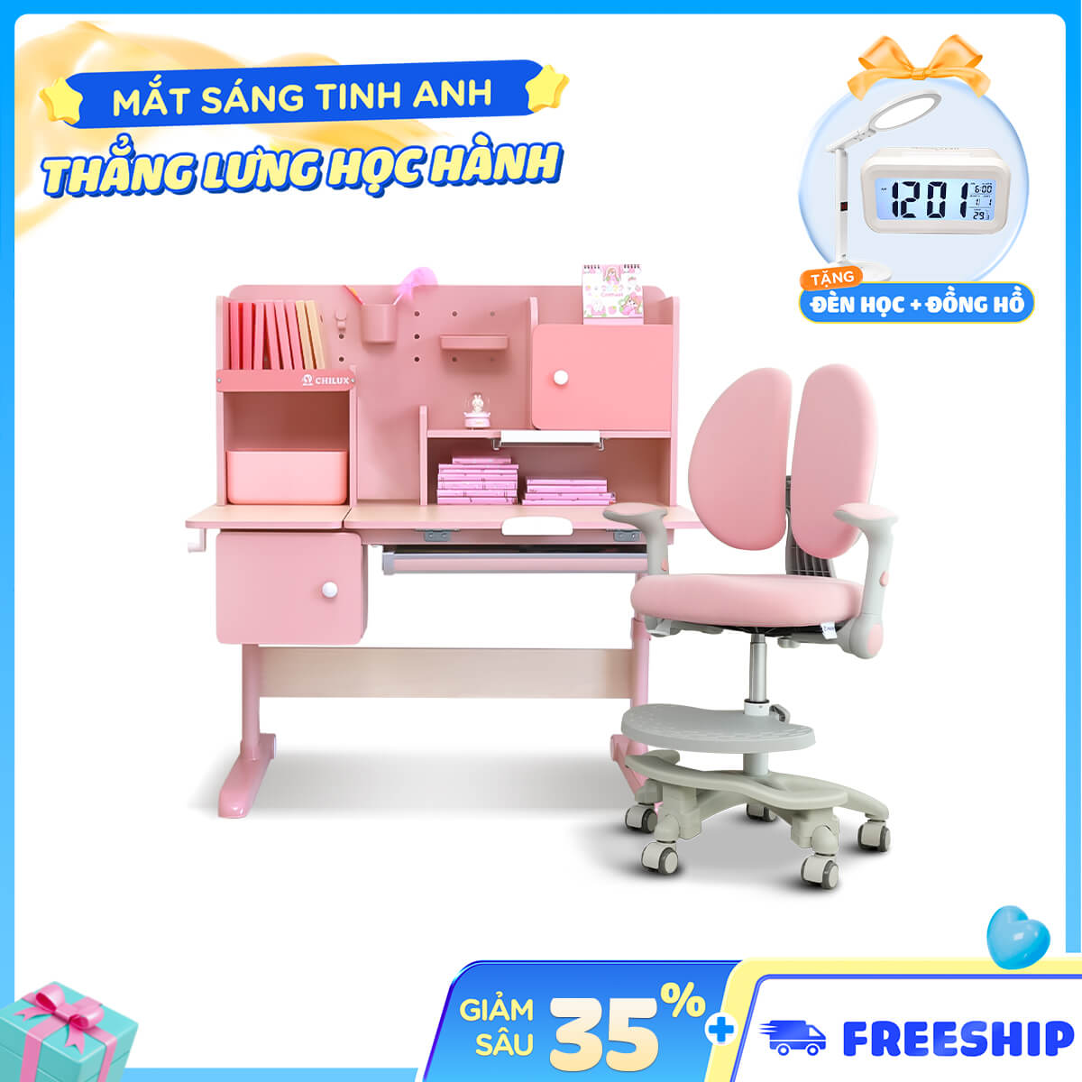 BÀN V 1m2 COMBO bàn V 1m2 G18 HỒNG
