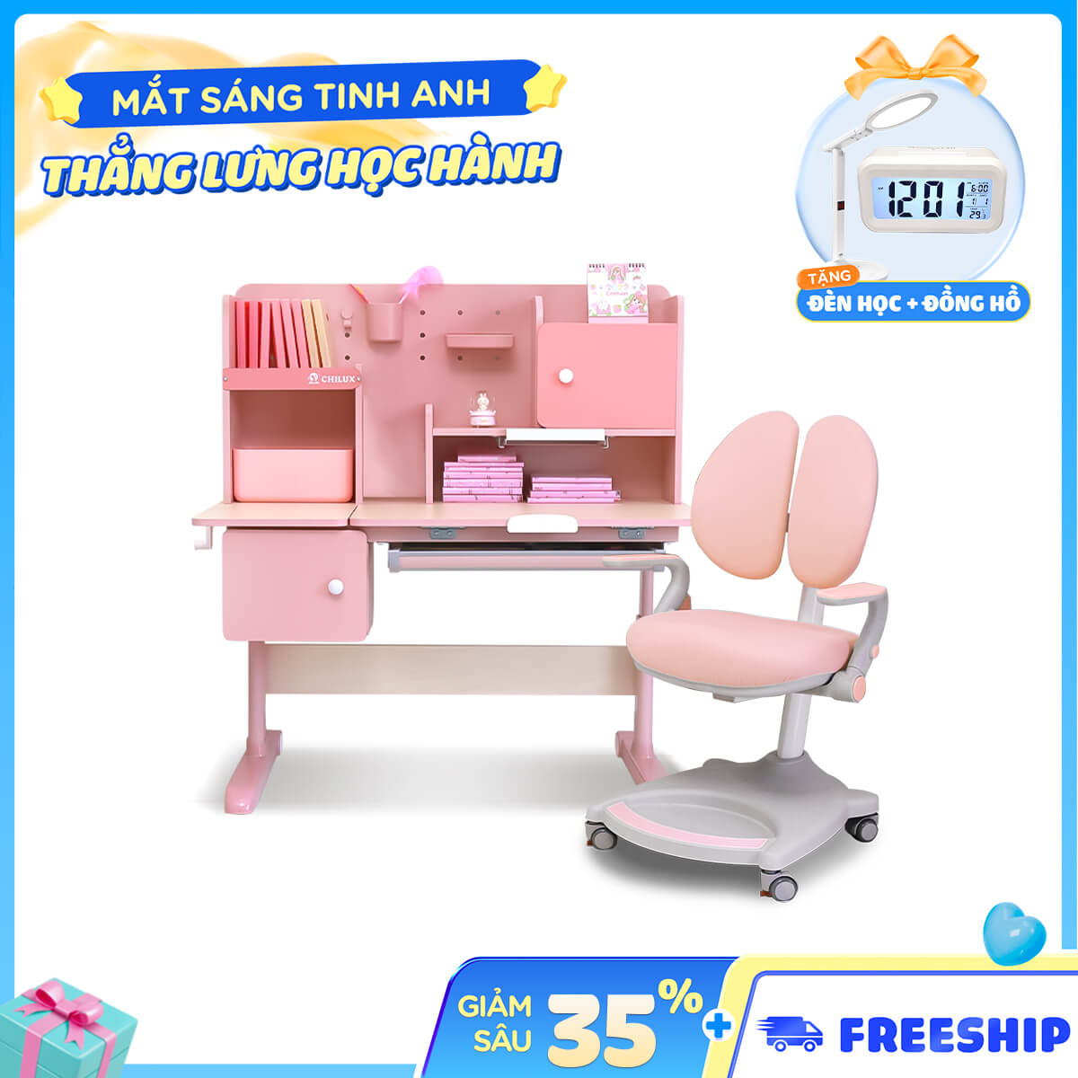 BÀN V 1m2 COMBO bàn V 1m2 G19 HỒNG