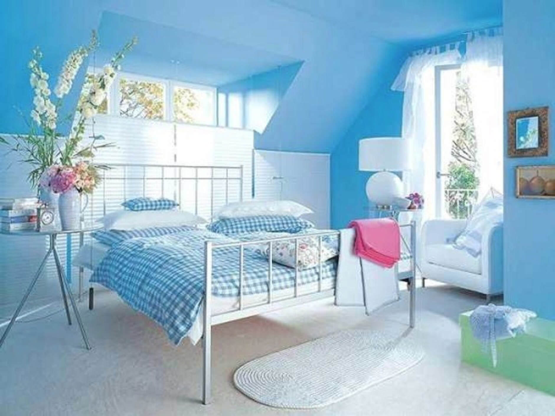 Màu sơn tường phòng ngủ cho bé gái màu xanh