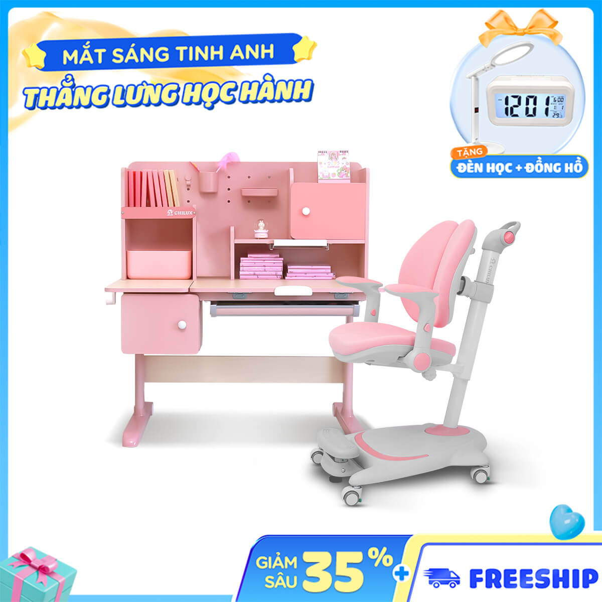 ghế G20 + bàn V hồng 1m2