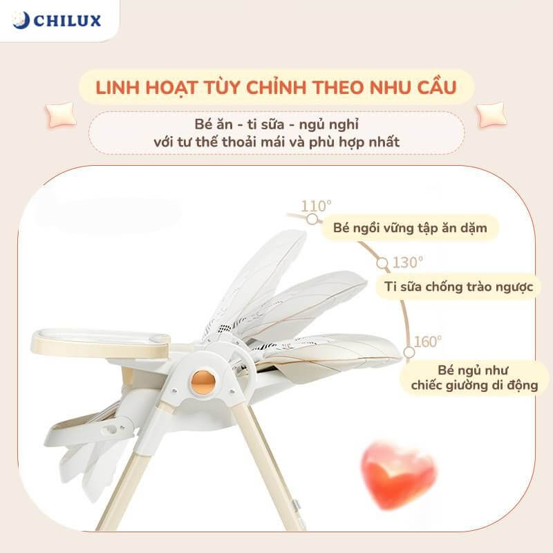  3 cấp độ ngả cho con ngồi, nghỉ, nằm thoải mái