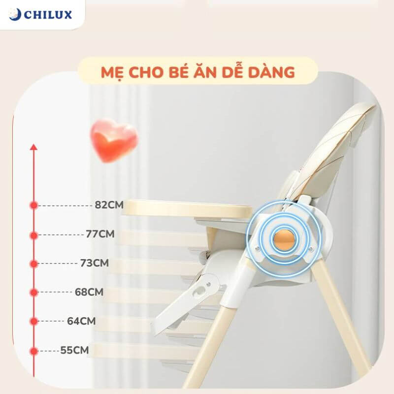 5 nấc điều chỉnh độ cao của ghế linh hoạt