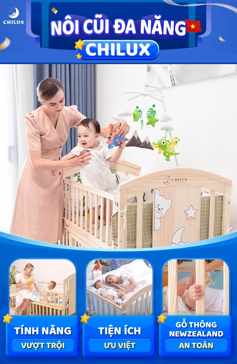 Nôi cũi em bé Chilux có nhiều tính năng vượt trội noi-cui-cho-be-da-nang-chilux-tinh-nang-vuot-troi
