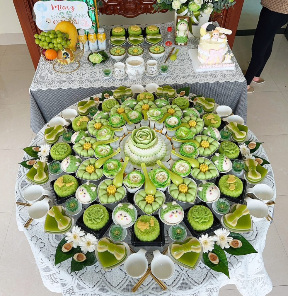 Mâm cúng chính 12 Bà Mụ và Đức Ông