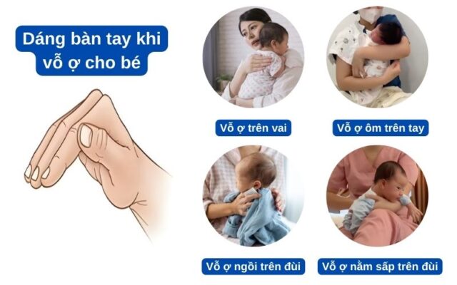 Các tư thế vỗ lưng ợ hơi cho bé đúng cách