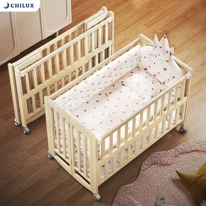 Nôi cũi gấp gọn có thể ghép giường với ba mẹ