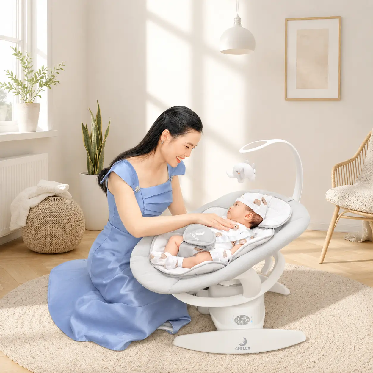 Nôi đưa em bé đa chế độ rung 